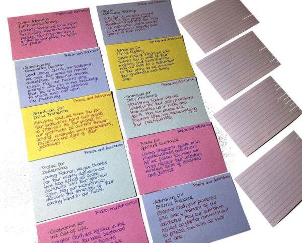 Prayer Cards handwritten colored with Inspiration letter