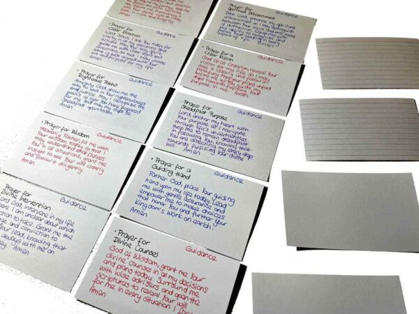 Prayer Cards handwritten neutral white with Inspiration letter