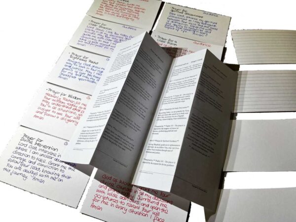 Prayer Cards handwritten neutral white with Inspiration letter