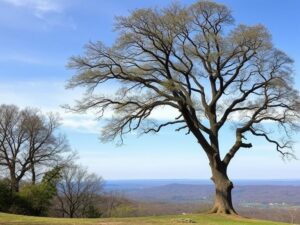 Lonely tree on a hilltop.