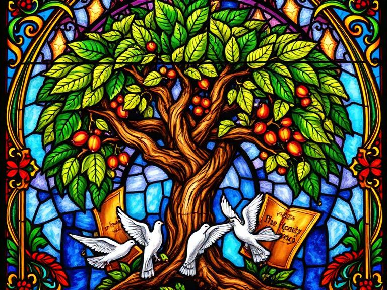 Walnut Tree Symbolism Church Glass Window