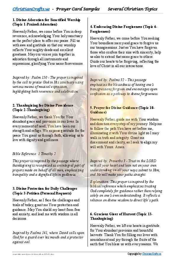 Prayer Letter FREE Several Topics 2025-01 - Daily Prayers with Bible Reference (pdf & epub)