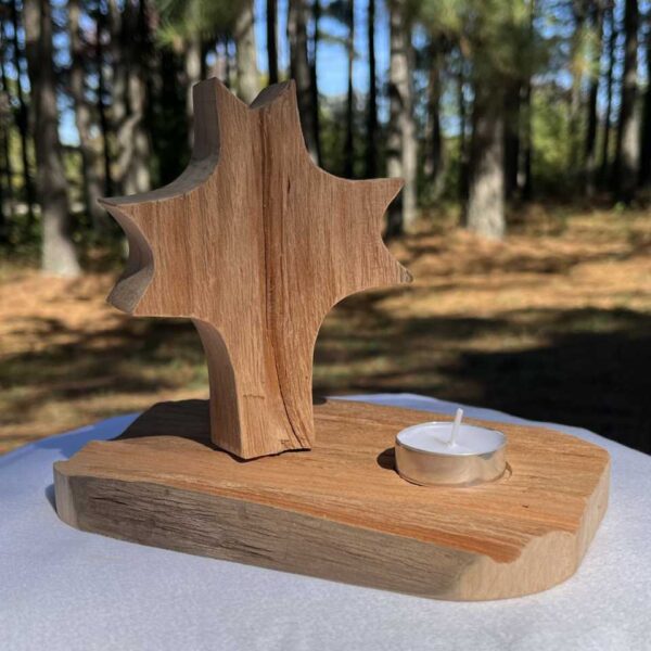 wooden Prayer Light Cross Pointy Spiritual Flames