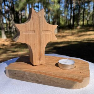 wooden Prayer Light Cross Pointy Spiritual Flames