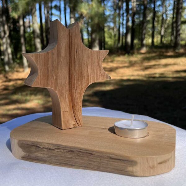 wooden Prayer Light Cross Pointy Spiritual Flames
