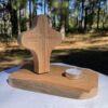wooden Prayer Light Cross Round